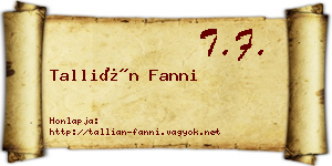 Tallián Fanni névjegykártya